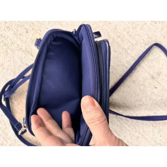 Vera Bradley Womens Blue Crossbody Quilted Lightweight Pockets 2 Zips Small - Picture 6 of 8
